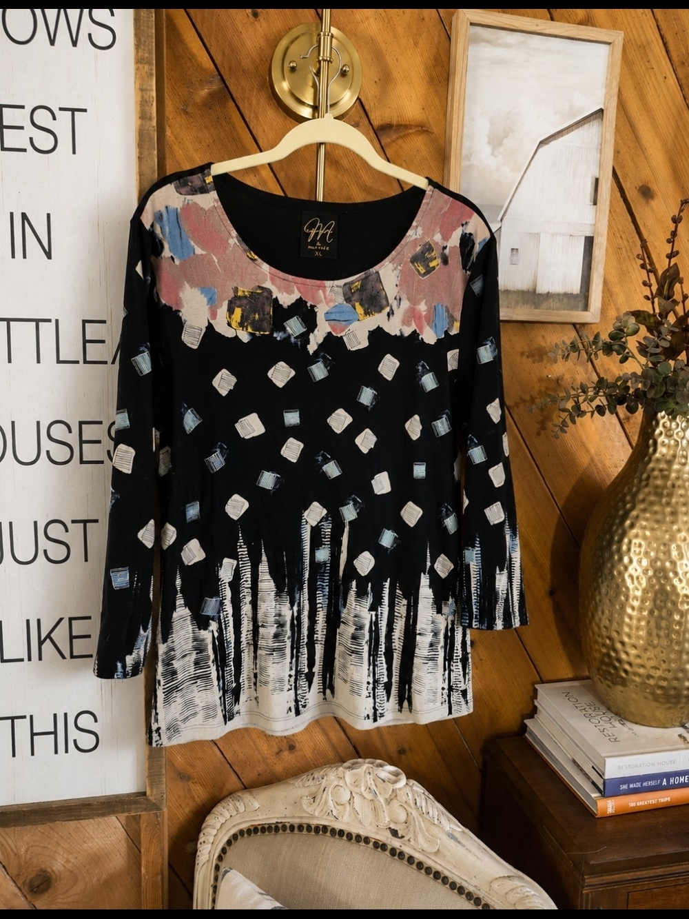 Katina Marie XL 100% Cotton Made USA Abstract Art Print Tunic